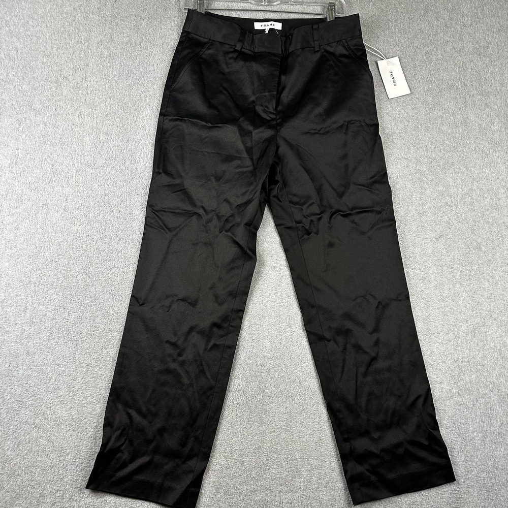 Frame Pants Womens 6 Black Straight Leg Wool Blend Dress Trousers Slacks Classic